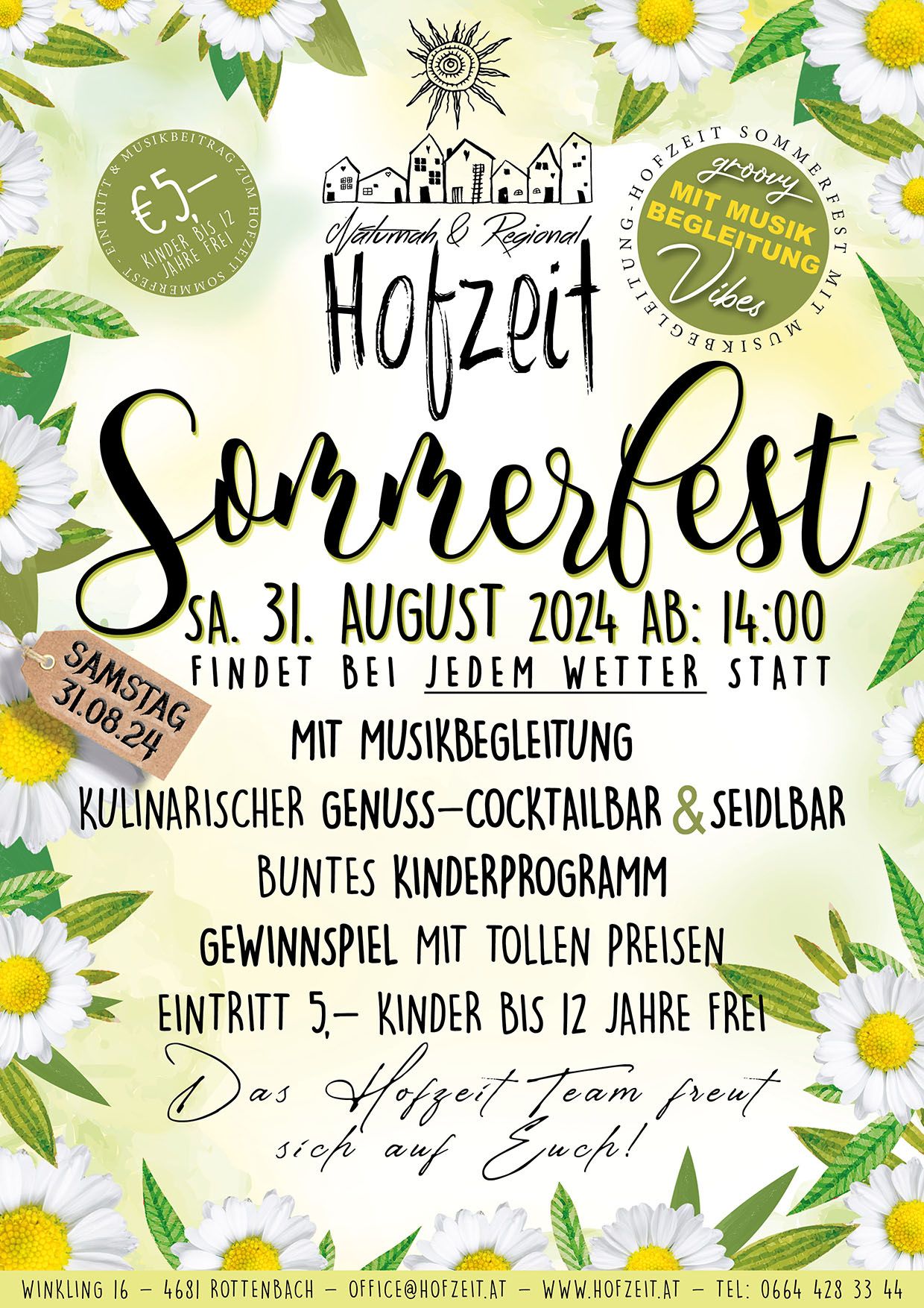 Sommerfest in der Hofzeit 31. August 2024 ab 14:00 Uhr